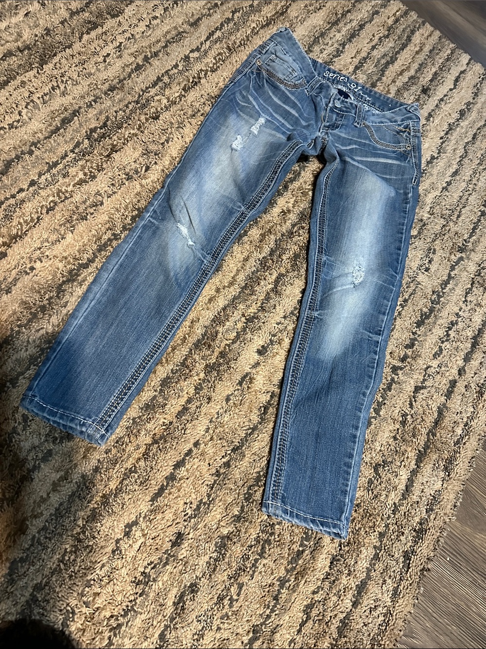 Amethyst Jeans Light Blue Straight-Leg Distressed Jeans